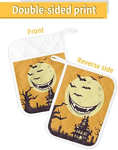 Funny Halloween Moon Potholders Set of 5