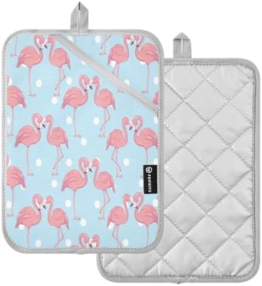 Kcldeci Pink Flamingo 2Pack Heat Resistant Oven Mitts