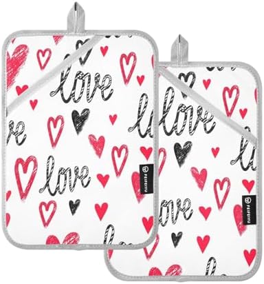Kcldeci Heat Resistant Potholder Set Black Red Oven Mitts for Kitchen Baking
