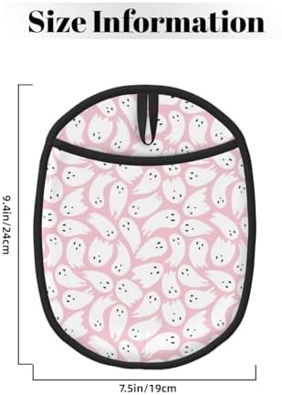 Halloween Pink Ghost Heat-Resistant Potholders Durable Kitchen Tools with Storage Loop
