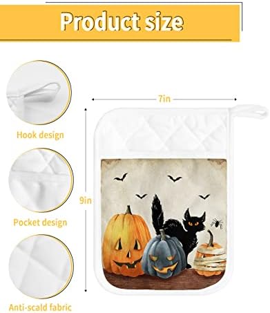 Black Cat Halloween Pot Holders Set of 5