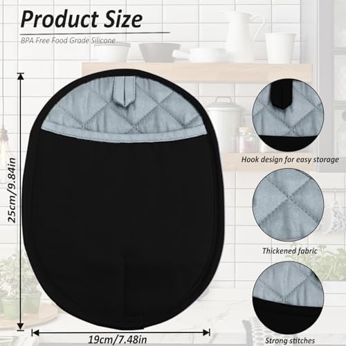 Huakaile Silicone Potholders Set of 2 Anti-Slip 98 x 75 Inch Black