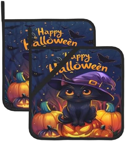 Super Spooky Halloween Cat Potholders