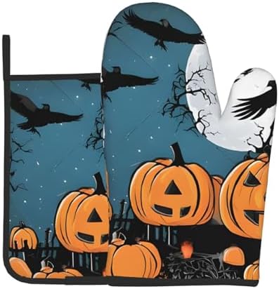 Spooktacular Halloween Oven Mitts Pot Holders Set