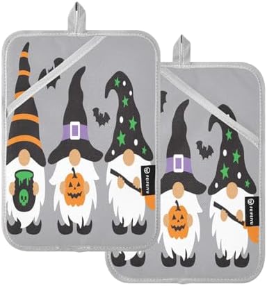 Happy Halloween Black Bat Potholders with Pockets 2 Pack