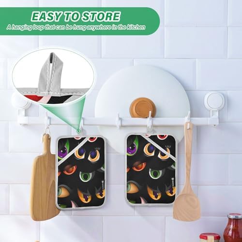Halloween Big Eye Oven Potholders with Pockets Heat-Resistant Kitchen Mitts Set