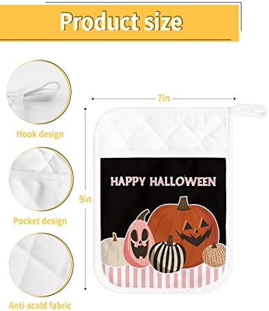 5PCS Halloween Orange Potholders for Kitchen Use