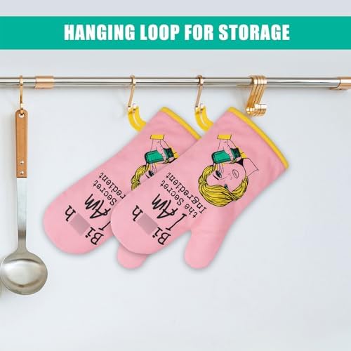 Funny Pink Oven Mitt Set for Baking Kitchen_GF