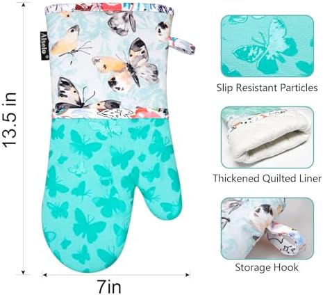 Heat-Resistant Oven Mitts with Anti-Slip Quilted Linings