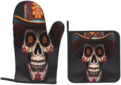Halloween-Oriented Heat-Resistant Oven Mitt Set for Kitchen Use