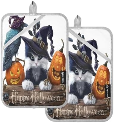 Witch Halloween Witchs Night out witches Pooh Potholders with Pockets