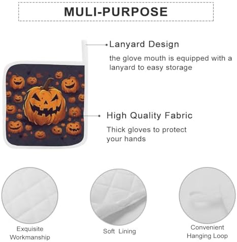 SmtSec Halloween Pumpkin Potholders with Hanging Loops