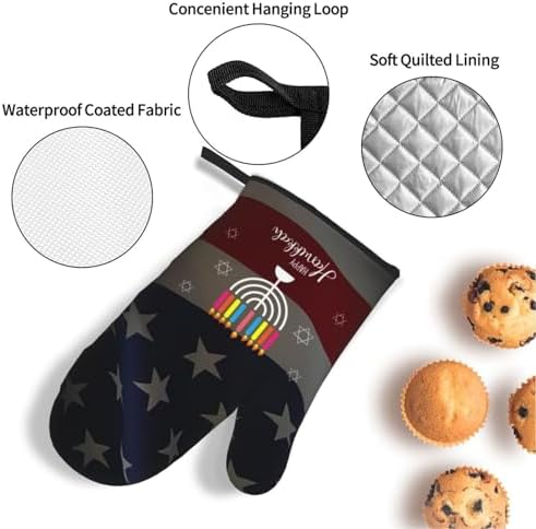 Happy Hanukkah 2023 4 Piece Oven Mitts and Pot Holders Set