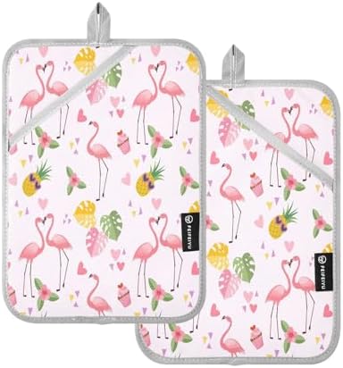 Kcldeci Cute Flamingo Pot Holder Set