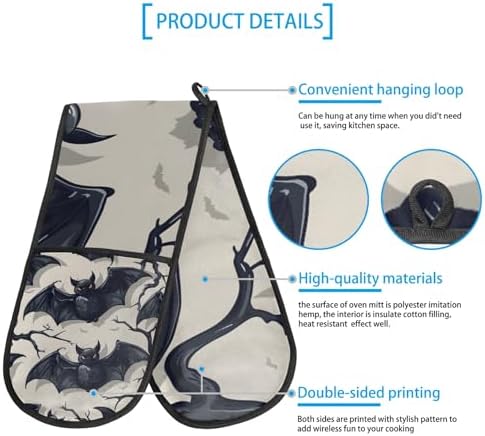 Gublec Halloween Cartoon Bats Oven Mitts