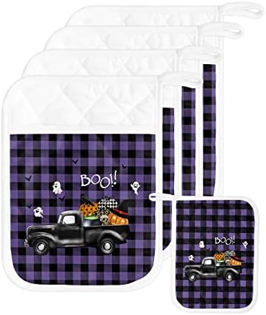 Happy Halloween Truck Potholders Set