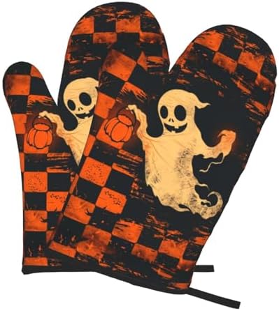 Halloween Skull Oven Mitts Heat Resistant Non-Slip Waterproof 1