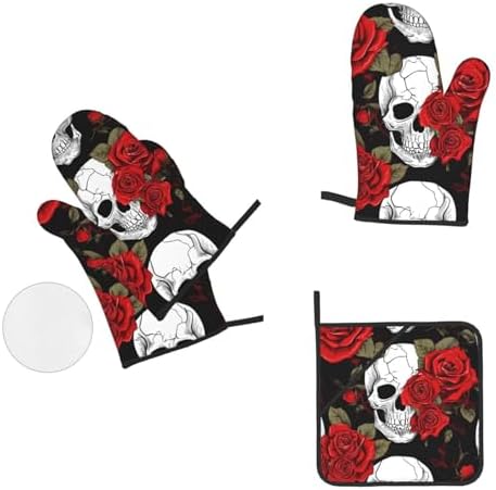 Heat Resistant Halloween Oven Mitts Set of 4 - Perfect for Cooking Baking