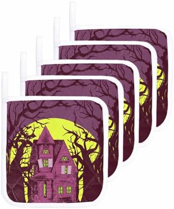 Festive Halloween Pot Holder Heat Insulation Oven Mitt Easy Clean Loop Trivet