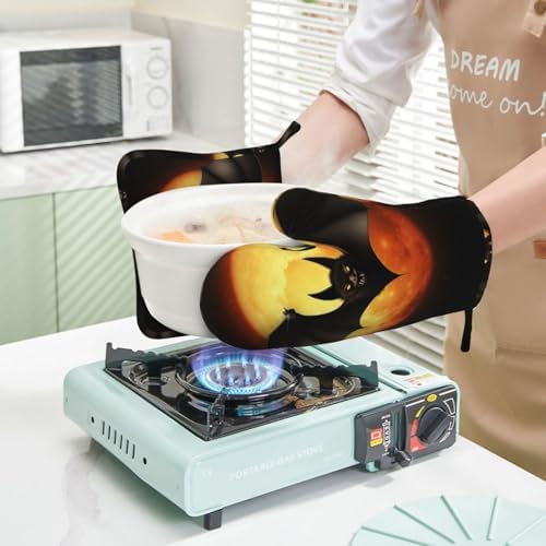 Halloween Compatible Silicone Oven Mitts and Pot Holders Set of 2