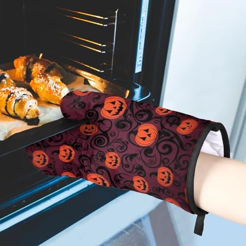 Aglebo Halloween Pumpkin Oven Mitts and Pot Holders Set of 2