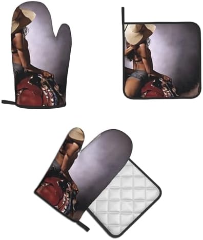 Quopvn Oven Mitts Pot Holders 2PCS Set Non-Slip Heat Resistant Kitchen Gloves