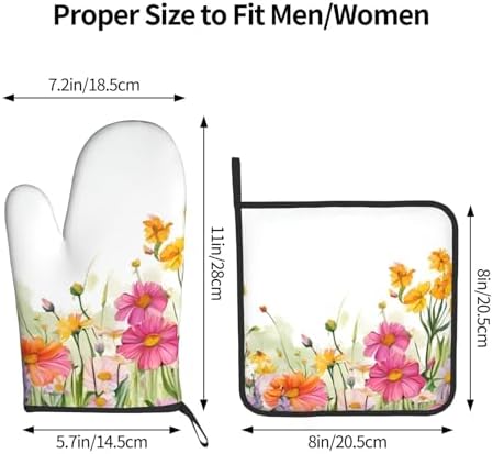Cooking Casting Covered Quopvn Iris Flower Butterfly Printed Oven Mitt Set