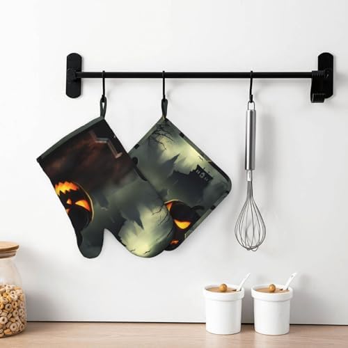 Trusted Halloween Horror Silicone Oven Mitts Pot Holders Set of 2