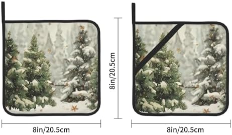 Winter Christmas Tree Pot Holder Set of 2