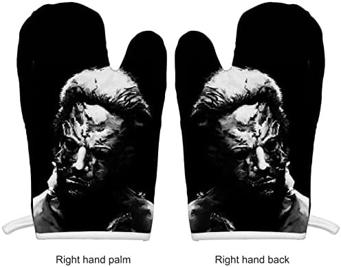 ZHANGXM Oven Mitts Halloween Michael Myers Soft Cotton Insulation Gloves