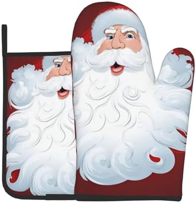 Christmas Day Printed Oven Mitts and Pot Holders 2 Piece Set