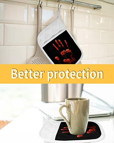 Halloween Blood Handprint 5PCS Pot Holders Set