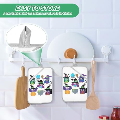 2 Pcs Halloween Funny Owl Witches Pot Holder Set