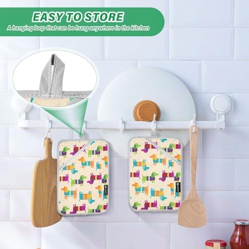 Dalgium Potholder Set - Heat-Resistant Oven mitt - Dachshund Design