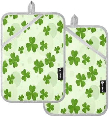 Kcldeci Green Tri Leaf 2-Pack POTHOLDER SET