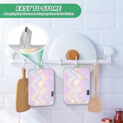 Kcldeci Rainbow Stars Hearts 2-Pack Oven Mitts