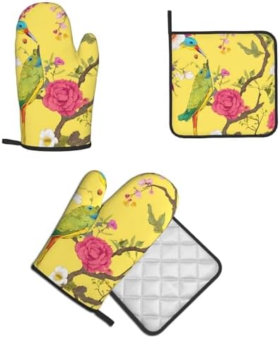 Floral Oven Mitts Set