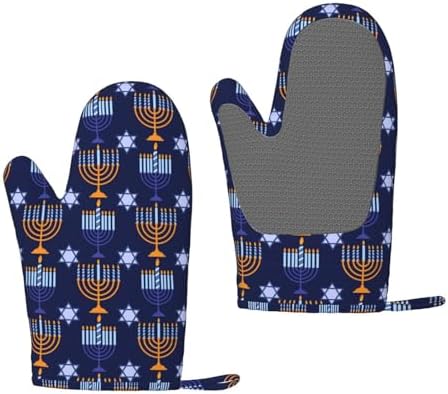 Happy Hanukkah Oven Mitts - Chanukah Kitchen Gloves