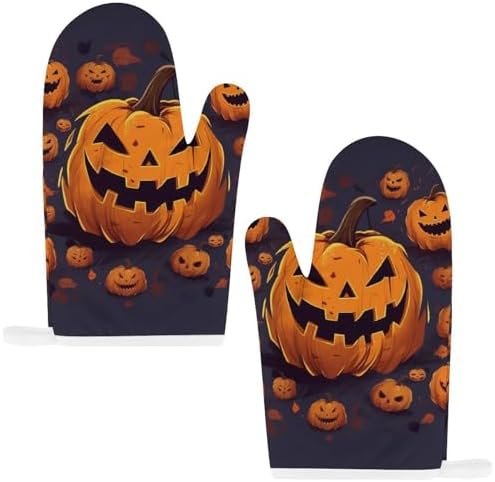 Halloween Pumpkin Oven Mitts Pot Holders Set for Cooking