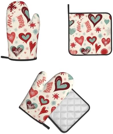 Perfect Heart-Shaped Oven Mitts and Pot Holders 2-Pack