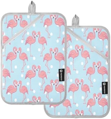 Kcldeci Pink Flamingo 2Pack Heat Resistant Oven Mitts