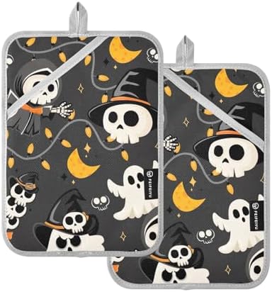 GAIGEO Halloween Skeleton Witch Potholders Set