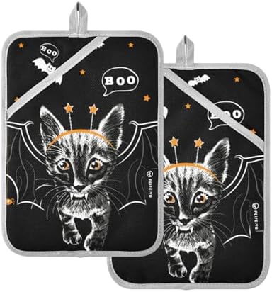 Cat with Bat Wings Potholders