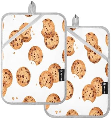 Kcldeci Cookie Pattern 2Pack Pot Holder Set - Durable Heat-Resistant Kitchen Pots Pans