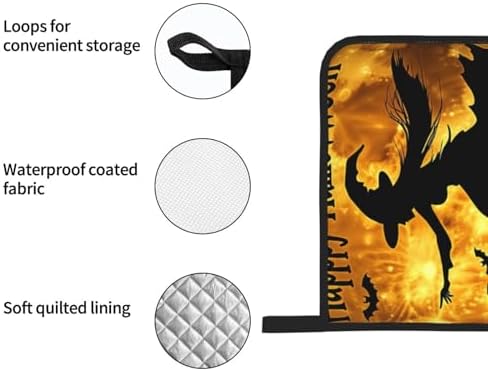 Halloween Thermal Oven Mitts Set 4-Piece with Potholders