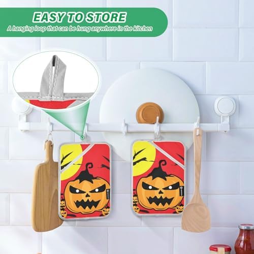 2-Piece Halloween Apparitional Jack-o-Lantern Potholders Set