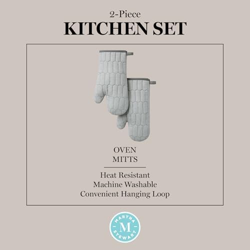 Martha Stewart Honeycomb Quilted Chambray Oven Mitt 2-Pack Set