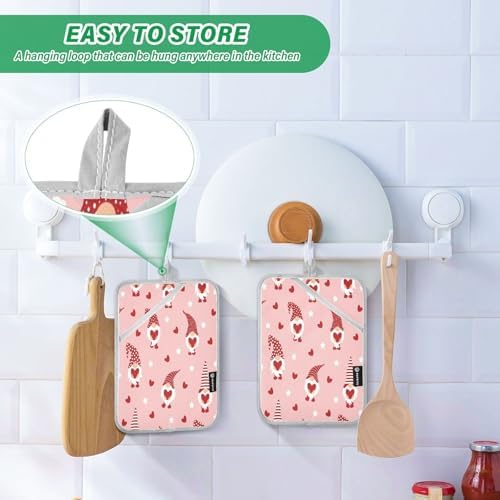 Cute Gnomes Hearts Heat-Resistant POTHOLDER SET