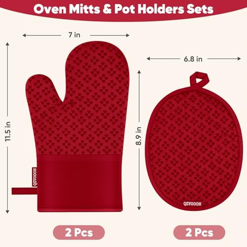 Premium Oven Mitts Set - Heat Resistant Silicone Grip for Cooking Baking