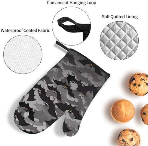 Halloween Bats Grey Ovenmitts Pot Holders Set - Heat Resistant Kitchen Gift